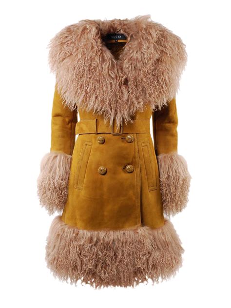 gucci brown shearling coat|gucci designer fur shearling.